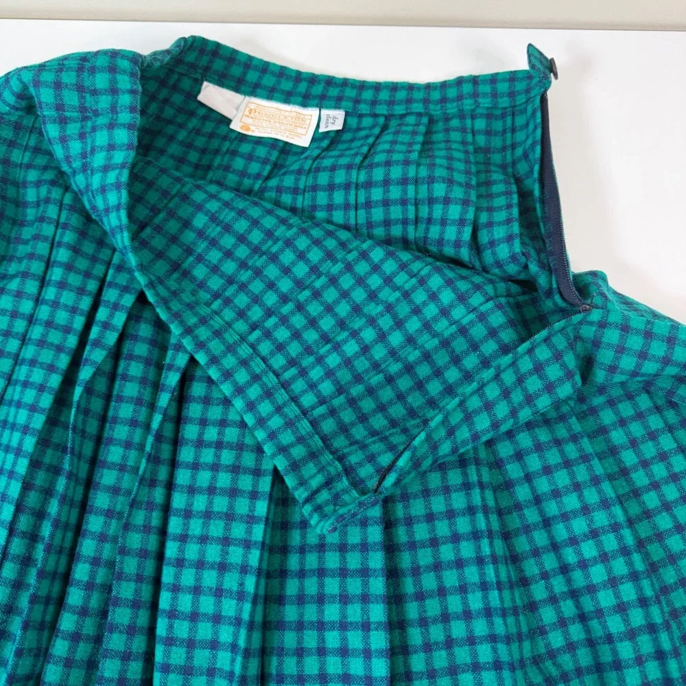 Pendleton Pleated Skirt Womens Size 12 Vintage Plaid Wool Midi Academia Classic